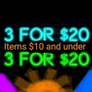 3 for $20 on items $10 and under plus discount on shipping
